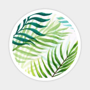 Watercolour Colorful Green Leaves Magnet